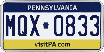 PA license plate MQX0833