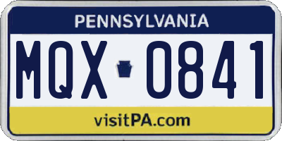 PA license plate MQX0841