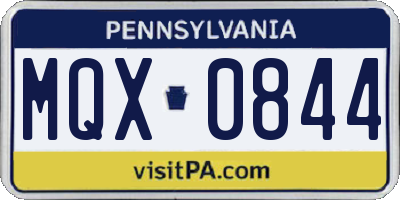 PA license plate MQX0844