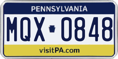 PA license plate MQX0848