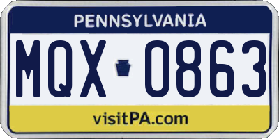 PA license plate MQX0863