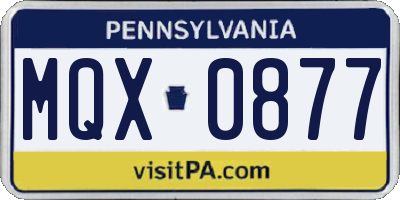 PA license plate MQX0877