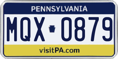 PA license plate MQX0879
