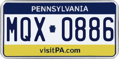 PA license plate MQX0886