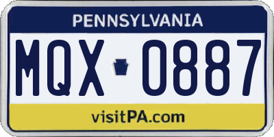 PA license plate MQX0887