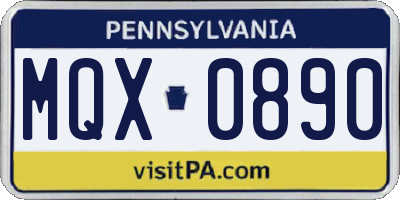 PA license plate MQX0890