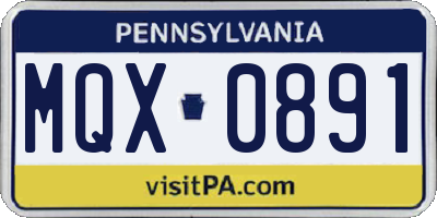 PA license plate MQX0891