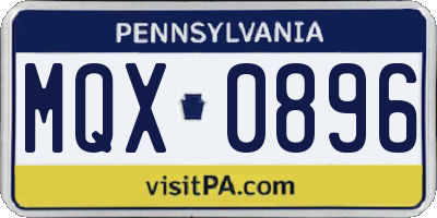PA license plate MQX0896