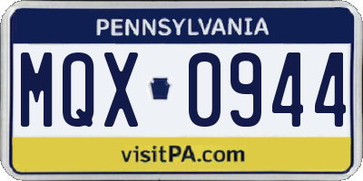 PA license plate MQX0944