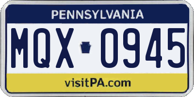 PA license plate MQX0945