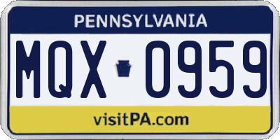 PA license plate MQX0959