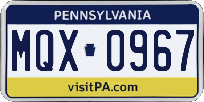 PA license plate MQX0967