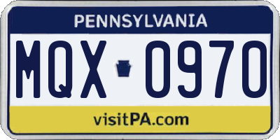 PA license plate MQX0970