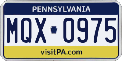 PA license plate MQX0975