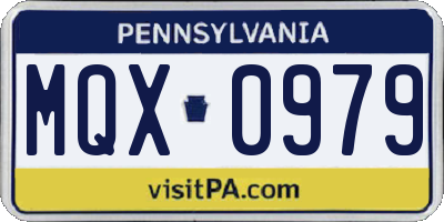 PA license plate MQX0979