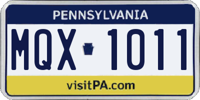 PA license plate MQX1011