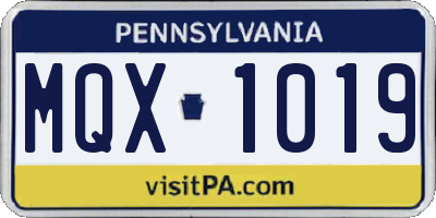 PA license plate MQX1019