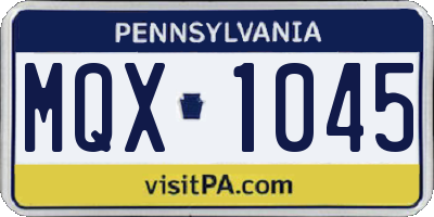 PA license plate MQX1045