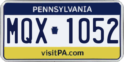 PA license plate MQX1052
