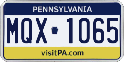 PA license plate MQX1065