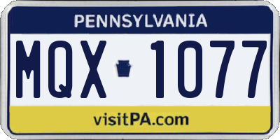 PA license plate MQX1077
