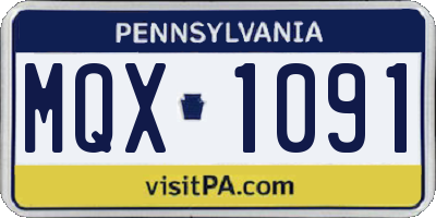 PA license plate MQX1091