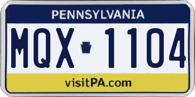 PA license plate MQX1104