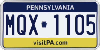 PA license plate MQX1105