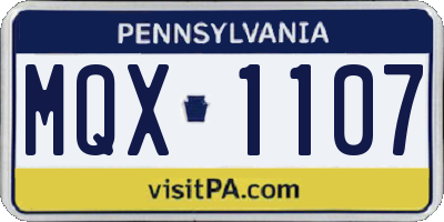 PA license plate MQX1107