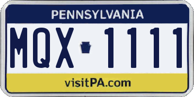 PA license plate MQX1111