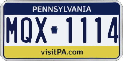 PA license plate MQX1114