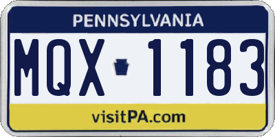 PA license plate MQX1183