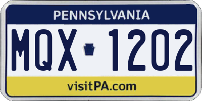 PA license plate MQX1202