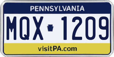 PA license plate MQX1209