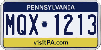 PA license plate MQX1213