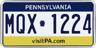 PA license plate MQX1224