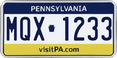 PA license plate MQX1233