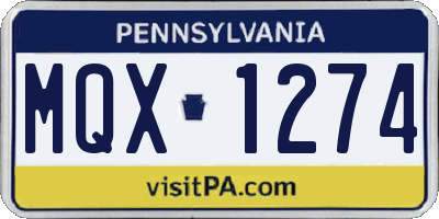 PA license plate MQX1274