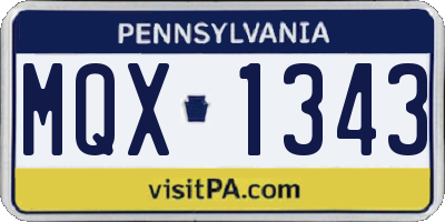 PA license plate MQX1343