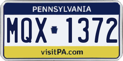 PA license plate MQX1372