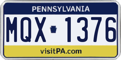 PA license plate MQX1376