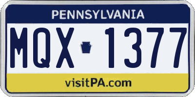 PA license plate MQX1377