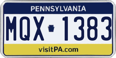 PA license plate MQX1383