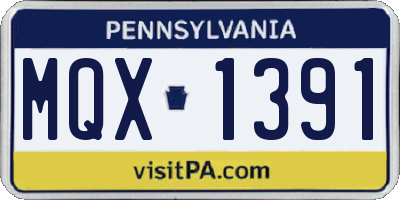 PA license plate MQX1391