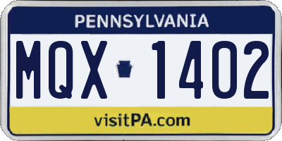 PA license plate MQX1402