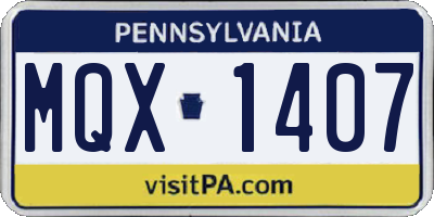 PA license plate MQX1407