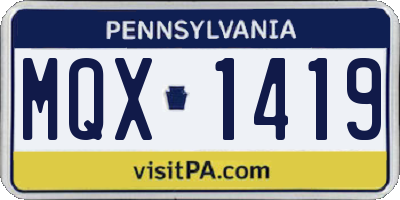 PA license plate MQX1419