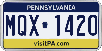 PA license plate MQX1420