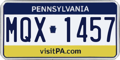 PA license plate MQX1457