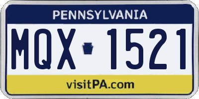PA license plate MQX1521